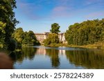 Buckingham palace in London seen from park