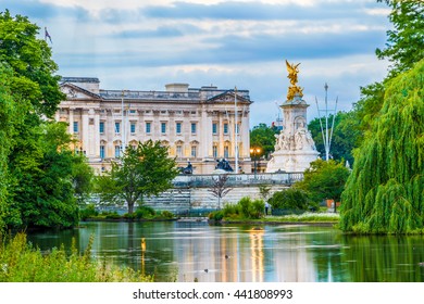 Buckingham Palace seen from St. James Park in London