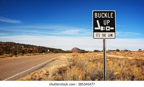 Buckle Up It's The Law sign along an Arizona highway
