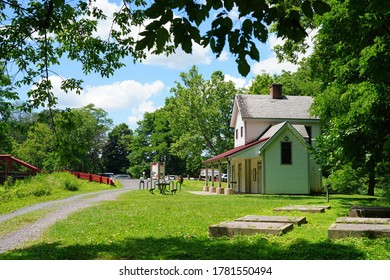 BUCKS COUNTY, PA –14 JUL 2020- View Of The Delaware Canal State Park Virginia Forrest Recreation Area In Bucks County, Pennsylvania, United States.