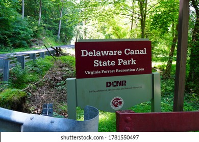 BUCKS COUNTY, PA –14 JUL 2020- View Of The Delaware Canal State Park Virginia Forrest Recreation Area In Bucks County, Pennsylvania, United States.