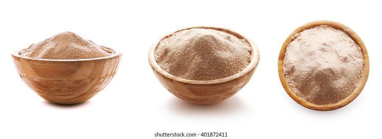 buckwheat flour in bowl isolated on white background - Shutterstock ID 401872411