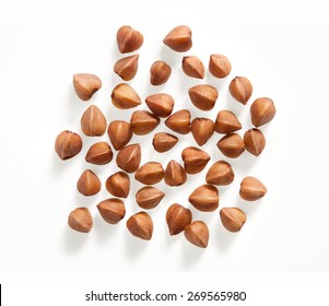 Buckwheat grains macro isolated on white background. Close up, top view, high resolution product
 - Powered by Shutterstock