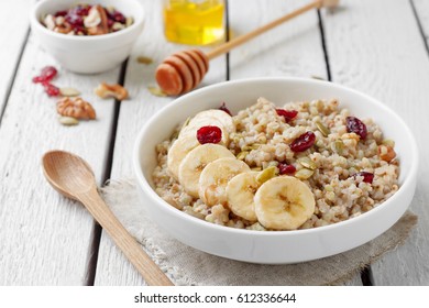 Buckwheat Porridge With Dried Fruits And Banana