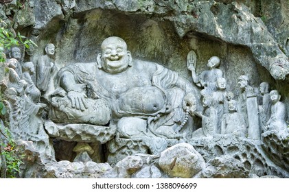 Budai Buddha at the Lingyin temple in Hangzhou, China