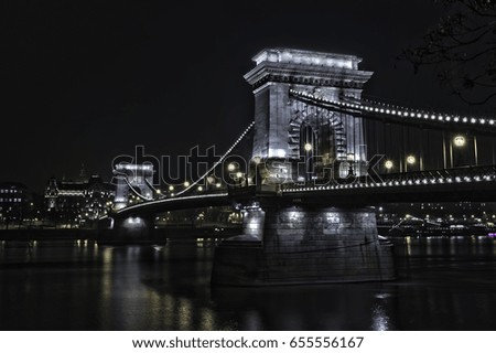 Similar – Image, Stock Photo Chain Bridge and St. Stephen´s Cathedral at night