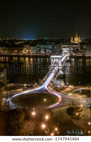 Similar – Image, Stock Photo Chain Bridge and St. Stephen´s Cathedral at night