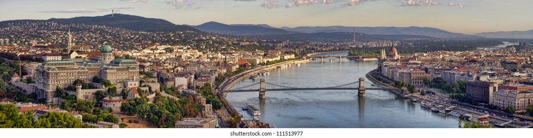 Budapest City Panorama With Danube View, Hungary