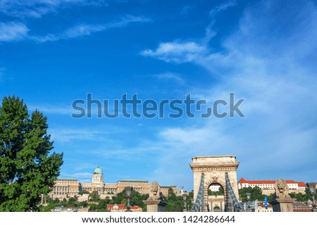 Similar – Image, Stock Photo View of Szechenyi Bridge and St. Stephen Cathedral in Budapest