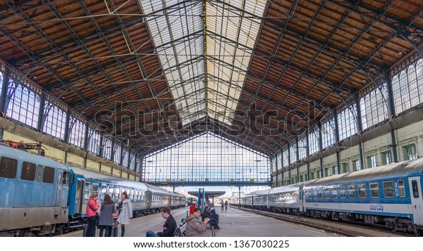 Budapest Hungary 03 15 2019\
passengers are waiting at the western railway station in\
Budapest.