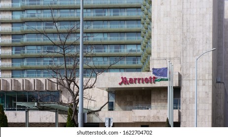 Budapest Hungary 03 16 2019 Marriott International, Inc. Is An American Multinational Diversified Hospitality Company That Manages And Franchises A Broad Portfolio Of Hotels