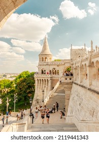 Budapest, Hungary - 09.04.2021: Entrance Of The Fisherman's Bastion.