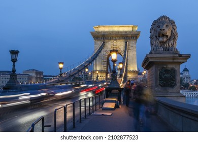 Budapest, Hungary 09-28-2012. Beautiful Széchenyi Chain Bridge In Budapest.