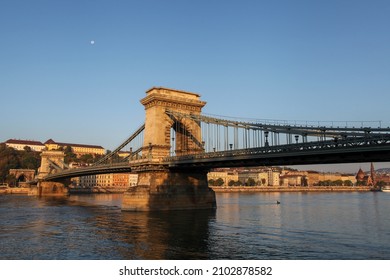 Budapest, Hungary 09-28-2012. Beautiful Széchenyi Chain Bridge In Budapest.