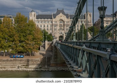 Budapest, Hungary 09-28-2012. Beautiful Széchenyi Chain Bridge In Budapest.