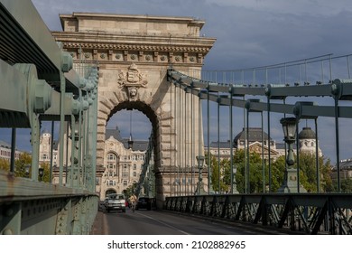 Budapest, Hungary 09-28-2012. Beautiful Széchenyi Chain Bridge In Budapest.