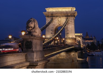 Budapest, Hungary 09-28-2012. Beautiful Széchenyi Chain Bridge In Budapest.