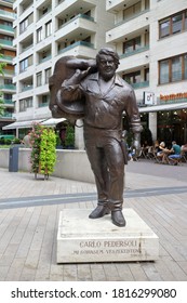 Budapest, Hungary - 10/07/2020: Statue of the Italian actor Carlo Pedersoli, aka Bud Spencer