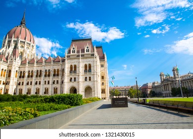 Budapest, Hungary. 5 Augusrt 2017. Parliament In Hungary And Memorial Of Hungarian Revolution On 25 October 1956. 