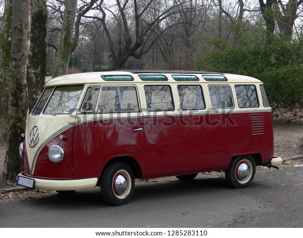 Budapest, Hungary - April 2. 2006: The Volkswagen Type 2\
is a forward control panel van introduced in 1950.\
A legend still\
on the roads. 