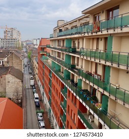 Budapest, Hungary - April 2018: Flats / Apartments In Budapest District 8                               