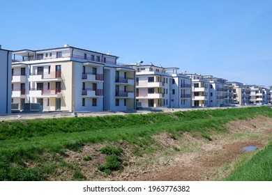 Budapest, Hungary - April 24, 2021: New Terraced Residential Houses Under Construction