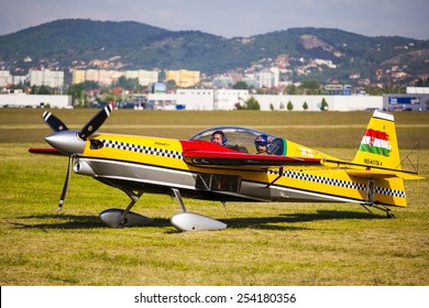 BUDAPEST, HUNGARY - APRIL 30:  Aerobatics planes parked at the tarmac at Budaors airport These planes are designed for aerobatic flights.on April 30, 2014 near Budapest, Hungary. 