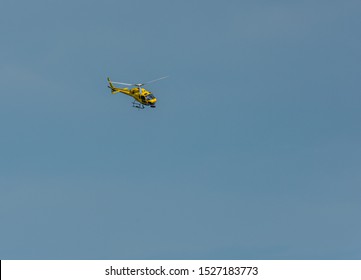 Budapest, Hungary - August 3 2019: Airbus Helicopters AS355 OO-HCE With A Shotover Camera At Hungaroring.