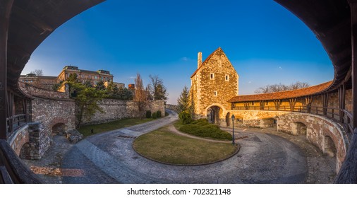 Budapest, Hungary - The Beautiful Buda Castle And The South Rondella At Sunset With Blue Sky