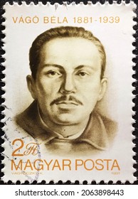 Budapest, Hungary, Circa 1981: A Stamp Printed In Hungary Issued For The Birth Centenary Of Bela Vago, Founder Member Of Hungarian Communist Party.
.