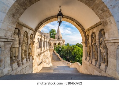 Budapest Hungary, City Skyline At Fisherman Bastion Gate