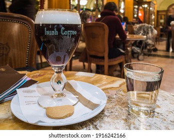 Budapest, Hungary - Dec.3.2014: The Coffee With Alcohol In A Cafe In Budapest