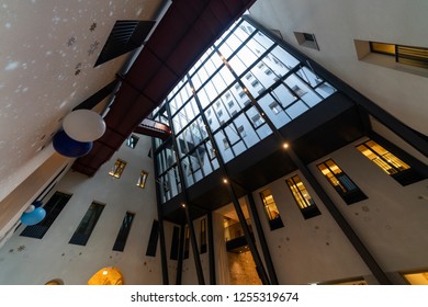 Budapest, Hungary - December 10, 2018: Interior Of CEU (Central European University) Main Building In Budapest.