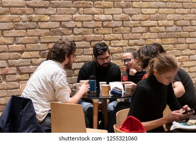 Budapest, Hungary - December 10, 2018: Students In CEU (Central European University) Main Building In Budapest.