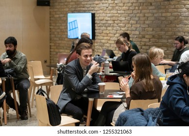 Budapest, Hungary - December 10, 2018: Students In CEU (Central European University) Main Building In Budapest.