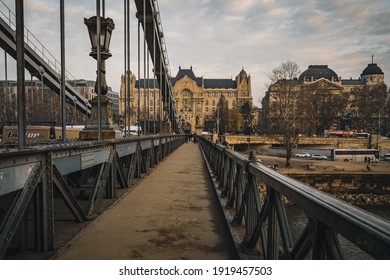 Budapest, Hungary - December 2019 : Széchenyi Chain Bridge