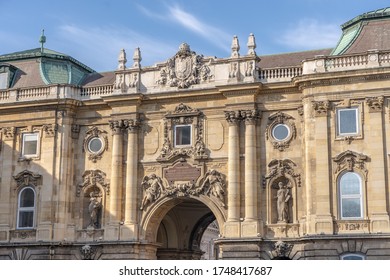 Budapest, Hungary - Feb 9, 2020: Relief On South Side Of The Lion's Yard At Buda Palace On The Hill