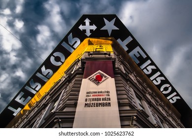 Budapest, Hungary - February 16 2018: House Of Terror Museum Also Known As Terror Háza Museum In Andrássy út, Budapest