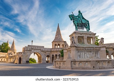 Budapest Hungary, Fisherman Bastion And Statue Of Stephen I