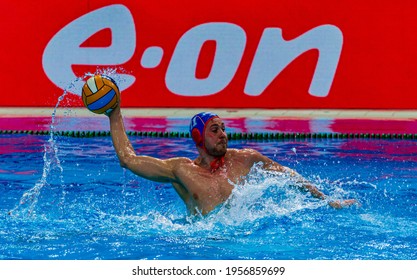 Budapest Hungary Jan. 22, 2020: The 34th Men's European Water Polo Championship. The Tournament For National Teams. Malta - Netherlands For The 15th  The 16th Place. Netherlands Won By  19 - 9. 