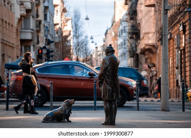 Budapest, Hungary - January 04, 2019: The Columbo Statue On Falk Miksa Street