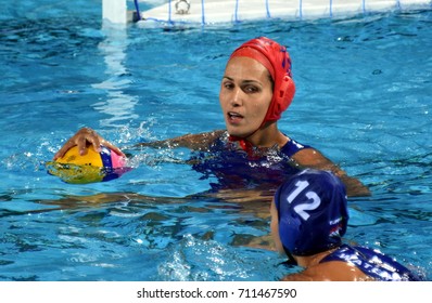 Budapest, Hungary - Jul 16, 2017. KASO Orsolya, goalkeeper of the Hungary team. FINA Waterpolo World Championship was held in Alfred Hajos Swimming Centre in 2017.