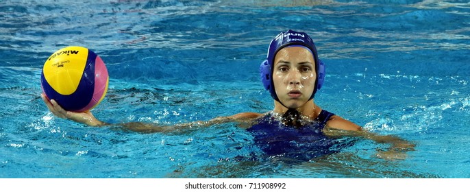 Budapest, Hungary - Jul 16, 2017. KESZTHELYI Rita (HUN) in the preliminary round. FINA Waterpolo World Championship was held in Alfred Hajos Swimming Centre in 2017.
