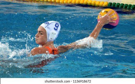 Budapest, Hungary - Jul 20, 2017. MEGENS Maud (NED) in the preliminary round. FINA Waterpolo World Championship was held in Alfred Hajos Swimming Centre in 2017.