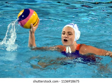 Budapest, Hungary - Jul 20, 2017. MEGENS Maud (NED) in the preliminary round. FINA Waterpolo World Championship was held in Alfred Hajos Swimming Centre in 2017.