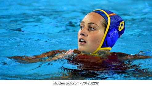 Budapest, Hungary - Jul 20, 2017. FORCA ARIZA Judith (ESP) player of the Spanish team in the preliminary round. FINA Waterpolo World Championship was held in Alfred Hajos Swimming Centre in 2017.