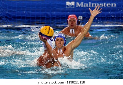 Budapest, Hungary - Jul 25, 2017. SHEPELEV Roman (12) russian waterpolo player. FINA Waterpolo World Championship was held in Alfred Hajos Swimming Centre in 2017.
