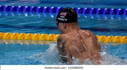 Budapest, Hungary - Jul 25, 2017. Competitive Swimmer PEATY Adam (GBR) Swimming Breastroke. FINA Swimming World Championship Preliminary Heats In Duna Arena.