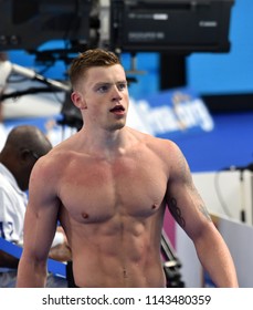 Budapest, Hungary - Jul 25, 2017. Competitive Swimmer PEATY Adam (GBR) Swimming Breastroke. FINA Swimming World Championship Preliminary Heats In Duna Arena.