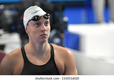 Budapest, Hungary - Jul 25, 2017. Competitive Swimmer LEDECKY Katie (USA) Swimming Freestyle. FINA Swimming World Championship Preliminary Heats In Duna Arena.